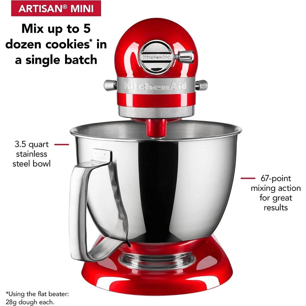 KitchenAid 3.5-Quart Artisan Mini Plus Tilt-Head Stand Mixer | Candy Apple Red 5 KitchenAid 3.5-Quart Artisan Mini Plus Tilt-Head Stand Mixer | Candy Apple Red - Image 3