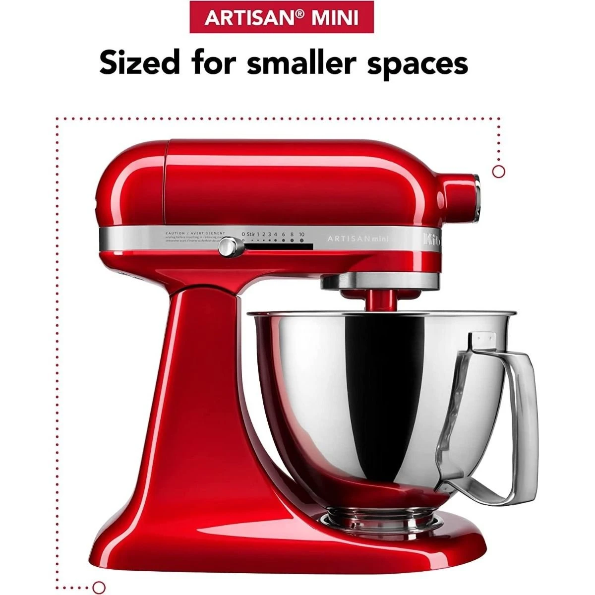 KitchenAid 3.5-Quart Artisan Mini Plus Tilt-Head Stand Mixer | Candy Apple Red 8 KitchenAid 3.5-Quart Artisan Mini Plus Tilt-Head Stand Mixer | Candy Apple Red - Image 6