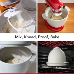KitchenAid 5-Quart Grey Speckled Ceramic Bread Bowl With Baking Lid | Fits 4.5-Quart & 5-Quart KitchenAid Tilt-Head Stand Mixers -KitchenAid Sales additional bread bowl 4 steps text