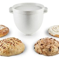 KitchenAid 5-Quart Grey Speckled Ceramic Bread Bowl With Baking Lid | Fits 4.5-Quart & 5-Quart KitchenAid Tilt-Head Stand Mixers -KitchenAid Sales additional p210183kp 019z
