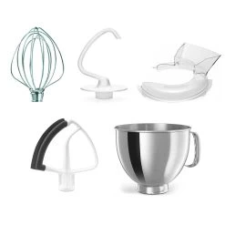 KitchenAid 5-Quart Stainless Steel Bowl + Stand Mixer Flex Edge Accessory Pack + Pouring Shield | Fits 5-Quart KitchenAid Tilt-Head Stand Mixers -KitchenAid Sales ekb 5qthbowl accessories 1