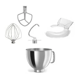KitchenAid 5-Quart Stainless Steel Bowl + Stand Mixer Stainless Steel Accessory Pack + Pouring Shield | Fits 5-Quart KitchenAid Tilt-Head Stand Mixers -KitchenAid Sales ekb 5qthbowl ssaccessories