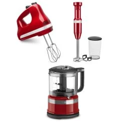 KitchenAid Empire Red Small Appliances Set | Mini Food Processor, Blender & Hand Mixer