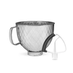KitchenAid 5-Quart Quilted Stainless Steel Bowl + Flex Edge Beater | Fits 4.5-Quart & 5-Quart KitchenAid Tilt-Head Stand Mixers -KitchenAid Sales ekb ksm5ssbqb kfe5t 1