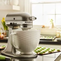 KitchenAid 5-Quart White Chocolate Textured Ceramic Bowl + Flex Edge Beater | Fits 4.5-Quart & 5-Quart KitchenAid Tilt-Head Stand Mixers -KitchenAid Sales kawhite2