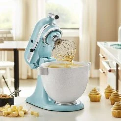 KitchenAid 5-Quart Speckled Stone Ceramic Bowl | Fits 4.5-Quart & 5-Quart KitchenAid Tilt-Head Stand Mixers -KitchenAid Sales kitchenad5qcspkstnbwavshf21 vnd