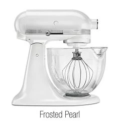 KitchenAid 5-Quart Artisan Tilt-Head Stand Mixer | Design Series Glass Bowl -KitchenAid Sales kitchenaid stand mixer ksm155gbfp frosted pearl 1 2