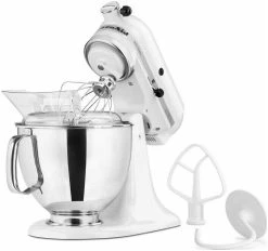 KitchenAid 5-Quart Artisan Tilt-Head Stand Mixer | White -KitchenAid Sales ksm150pswh tilt head mixer popup
