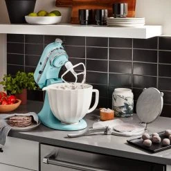 KitchenAid 5-Quart White Shell Patterned Ceramic Bowl | Fits 4.5-Quart & 5-Quart KitchenAid Tilt-Head Stand Mixers -KitchenAid Sales ksm2cb5pws 5