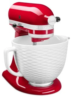 KitchenAid 5-Quart White Chocolate Textured Ceramic Bowl | Fits 4.5-Quart & 5-Quart KitchenAid Tilt-Head Stand Mixers -KitchenAid Sales ksm2cb5tlwb
