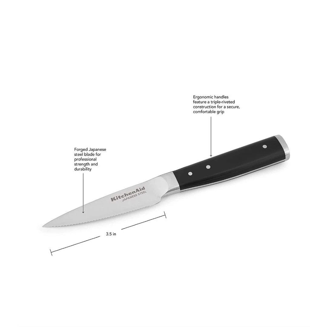 KitchenAid Gourmet Forged 3.5" Paring Knife With Sheath | Serrated 5 KitchenAid Gourmet Forged 3.5" Paring Knife With Sheath | Serrated - Image 3